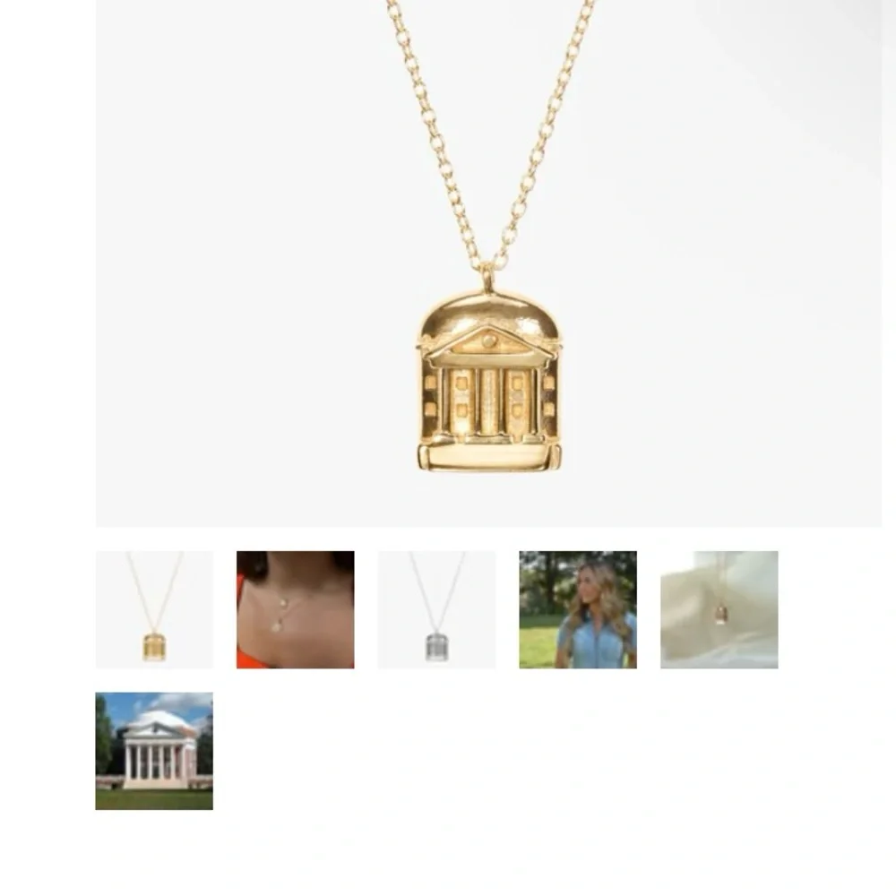 Gold 12k UVA U of Virginia Dome Rotunda Pendant Necklace - Kyle Cavan - Picture 6 of 9